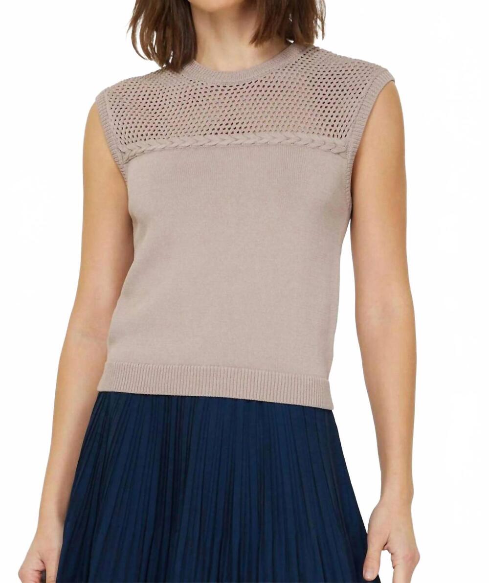 NEW CURRENT AIR women's stitched sleeveless sweater in mocha